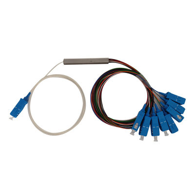 FTTH ท่อเหล็ก 8 ทางประเภท 1M SC / Upc Fiber Optic PLC Splitter