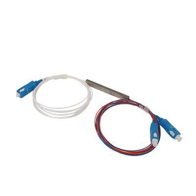 ท่อเหล็ก PVC G657A1 0.9 มม. 1 ม. SC / APC Fiber Optic 1x2 Plc Splitter